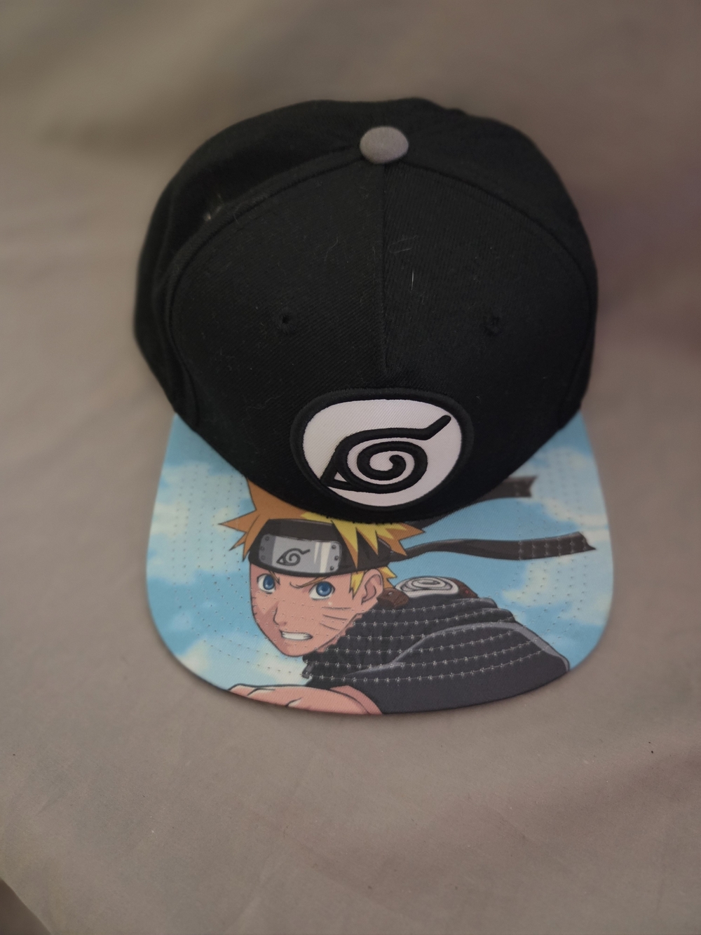 Black Snapback Hat with Anime Brim